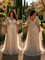 Długa sukienka Japonia kolor szampański plus size