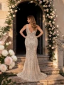 długa sukienka plus size na wesele, szampańska sukienka na wesele, cekinowa sukienka plus size, długa szampańska sukienka, sukienka plus size z piórami, butik kraków