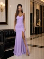 MINERALE – długa liliowa sukienka gorsetowa z rozcięciem. Wszyte miseczki, regulowane ramiączka i modelujące marszczenia. Rozmiary 34–40. butik z sukienkami Kraków
