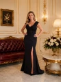 LUCKIN PLUS SIZE – długa czerwona sukienka gorsetowa z rozcięciem i sznurowanym tyłem. Elegancki fason w rozmiarach 42–46 na wesele i wyjątkowe okazje. Wieczorowa suknia kraków tandeta