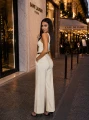 beżowy kombinezon damski, kombinezon damski na wesele, elegancki kombinezon damski, beżowy kombinezon na wesele, kombinezon z szerokimi nogawkami, elegancki kombinezon na komunię, kombinezon na chrzciny, kombinezon na poprawiny,