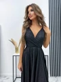 wieczorowa z rozcięciem maxi Sukienka Ilona brokat kolor czarny