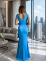 elegancka niebieska sukienka, dopasowana sukienka maxi. kraków pretty women