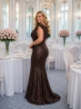 czarna sukienka cekinowa plus size, długa sukienka cekinowa, czarna sukienka na wesele plus size, cekinowa sukienka na bal, czarna sukienka na Sylwestra, długa czarna sukienka wieczorowa, sukienka cekinowa z dekoltem V, elegancka sukienka plus size,