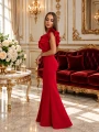 czerwona sukienka maxi, długa czerwona sukienka na wesele, elegancka czerwona sukienka, czerwona sukienka z falbanką, sukienka DAJA Pretty Women