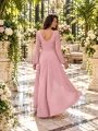 MALIBU brudny róż, długa sukienka brudny róż, sukienka maxi brudny róż, sukienka z bufiastymi rękawami, długa sukienka z kopertowym dekoltem, sukienka z rozcięciem, sukienka brudny róż na wesele, sukienka dla druhny brudny róż, sukienka Roco