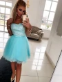 Sukienka krótka Ocean kolor baby blue tiulowa