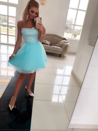 Sukienka krótka Ocean kolor baby blue
