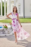 Sukienka długa Bride kolor biąły w różowe kwiaty 