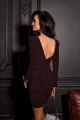 sukienka z wycięciem na plecach, błyszcząca bordowa sukienka, bordowa sukienka na imprezę, elegancka sukienka mini, sukienka Elysia brokatowa