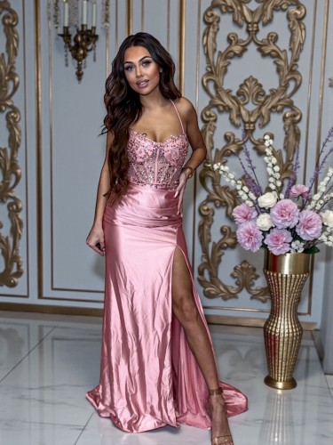 Sukienka Sanja maxi kolor pudrowy róż 