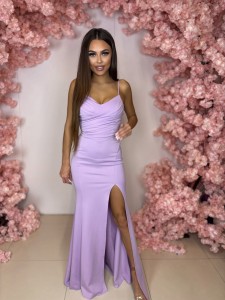 Sukienka długa Minerale kolor liliowy